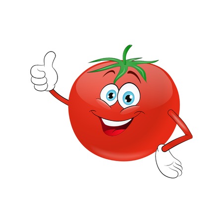 Cheerful cartoon tomato  on a white backgroundのイラスト素材
