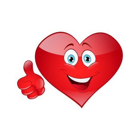 Smiley thumb up heart on a white background.のイラスト素材