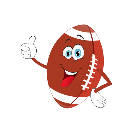 Cartoon American football pointing on a white backgroundのイラスト素材