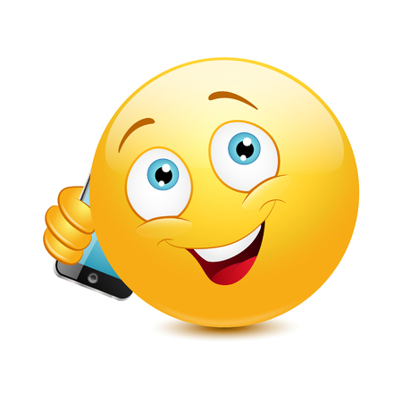 Emoticon talking on the phone vector illustrationのイラスト素材