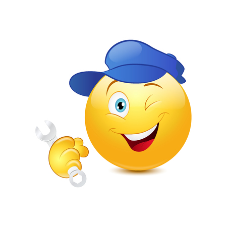 Repairman emoticon on a white background. Vectorのイラスト素材