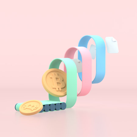 3d icon render bitcoin the purchase processの写真素材