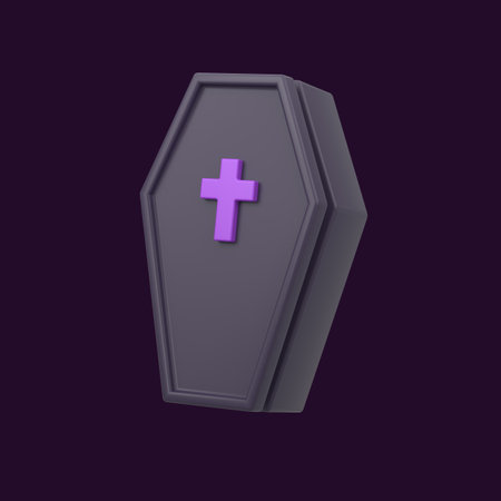 Coffin 3d Icon render Halloween Illustration on isolated backgroundの写真素材