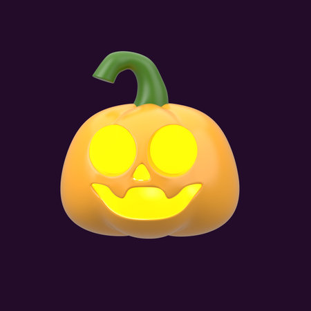 3d render funny Halloween pumpkin on isolated background.の写真素材