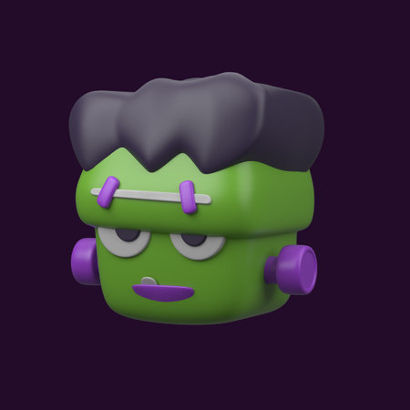 3D render cartoon funny monster man, illustrated frankensteinの写真素材