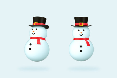 Cute snowman 3d rendering. High resolution 3D illustration.の写真素材