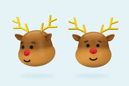 Christmas deer 3d rendering isometric icon. 3d illustration.の写真素材