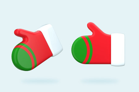 Christmas gloves 3d rendering isometric icon. 3d Illustration.の写真素材