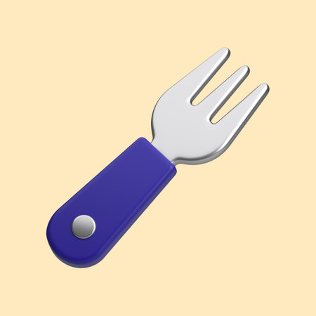 Realistic metal fork. 3D rendering teaspoon isolated on cleare background.の写真素材