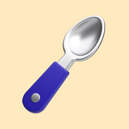 Realistic metal spoon. 3D rendering teaspoon isolated on cleare background.の写真素材