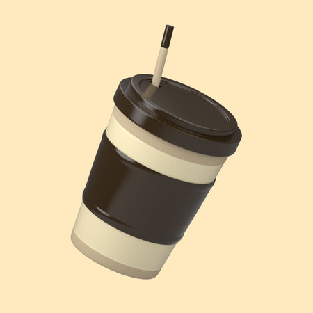3d rendering of coffe cup icon isolated on cleare background.の写真素材