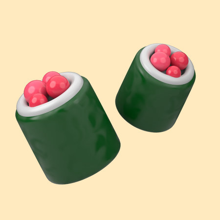 Sushi roll trendy illustration isolated on cleare background. 3D rendering.の写真素材