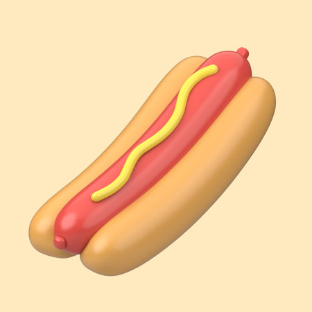 3d rendering of hot dog icon isolated on cleare background.の写真素材