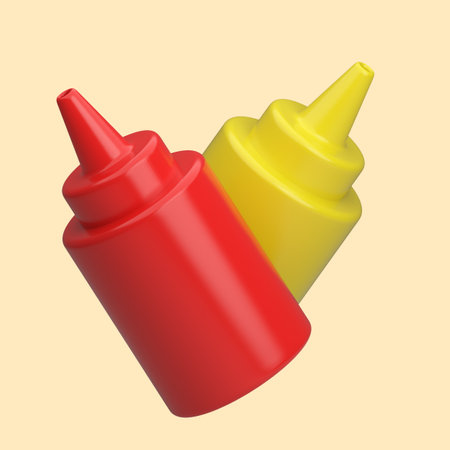 3d rendering of ketchup and sauce icon isolated on cleare background.の写真素材