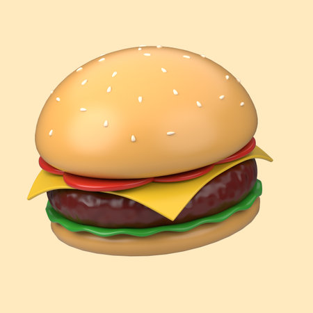 3d rendering of burger icon isolated on cleare background.の写真素材
