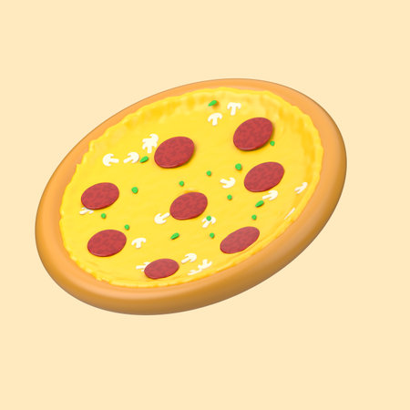 3d rendering of pizza icon isolated on cleare background.の写真素材