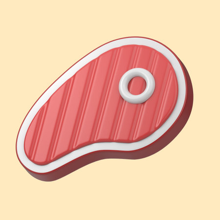 3d rendering of meat steak icon isolated on cleare background.の写真素材