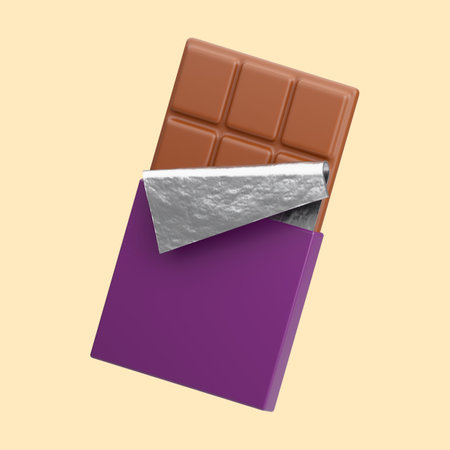 3d rendering of chocolate icon isolated on cleare background.の写真素材