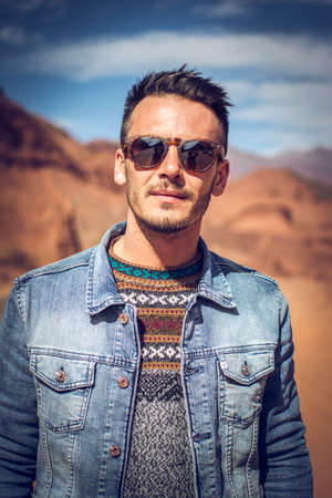 Portrait of man travelingの写真素材