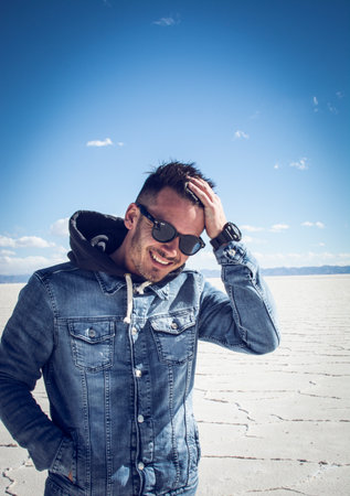 Portrait of man travelingの写真素材
