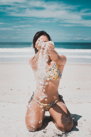 Woman on the beachの写真素材