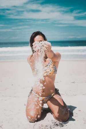 Woman on the beachの写真素材