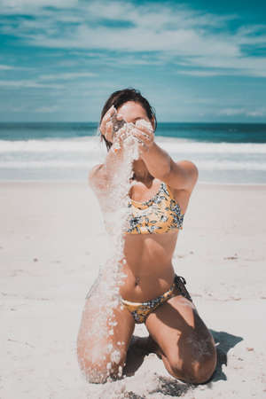 Woman on the beachの写真素材
