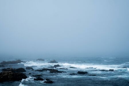 Cloudy view of the Pacific ocean in pacific grove