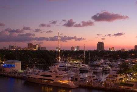 Florida Intracoastal Waterway Marina at Fort Lauderdale at Dawn の写真素材