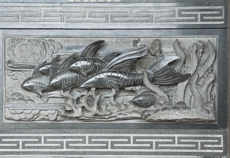 ancient chinese buddhist temple stone monumentの写真素材