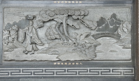 ancient chinese buddhist temple stone monumentの写真素材