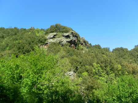 Corsican mountain landscape with blue skyの写真素材