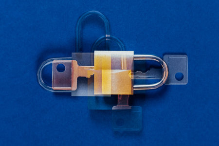 lock as symbol for Privacy and General Data Protection Regulation as abstract double exposureの写真素材