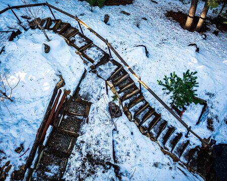 Overhead View of Snowy Steps