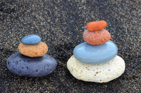 Composition of beautiful beach stones rounded by wavesの写真素材
