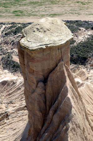 Fairy chimney in Las Bardenas Reales, Natural Reserve and Biosphere Reserve, Navarra, Spainの写真素材