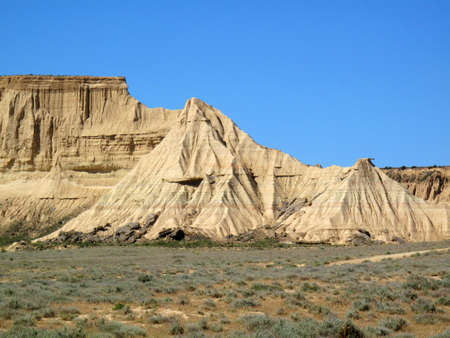 Landscape of the Bardenas Reales, Natural Reserve and Biosphere Reserve, Navarra, Spainの写真素材