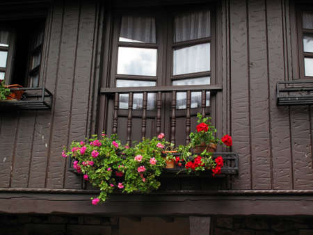 Details of houses in Barcena Mayor, Cantabria, Spainの写真素材