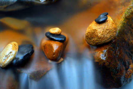 Boulders in a mountain streamの写真素材