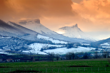 Snowy mountains in Sierra Salvada. Ordu