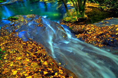 Water flow in the Inglares River. Berganzo. Basque Country. Spain.