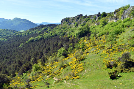 Spring landscape of Valderejo Natural Park, Basque Country, Spainの写真素材