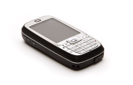 Modern mobile phone isolated on whiteの写真素材