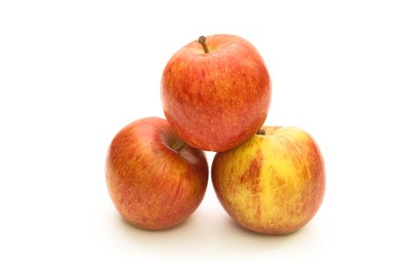 Three apples isolated on white backgroundの写真素材