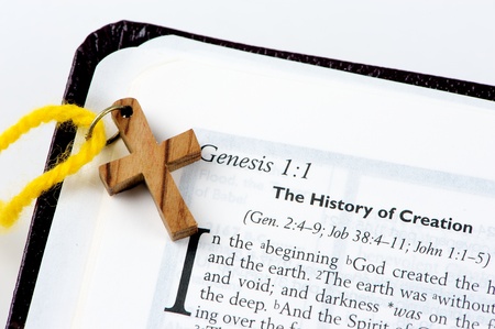 Close image of the beginning of Genesis from the bibleの写真素材