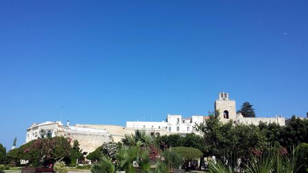 Otranto, Italy, Europe - July 11, 2016 Panorama of the city, the sea coast, the beach and bathersのeditorial素材