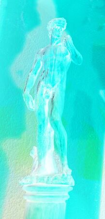 Illustration representing the statue of David colored in blueの写真素材