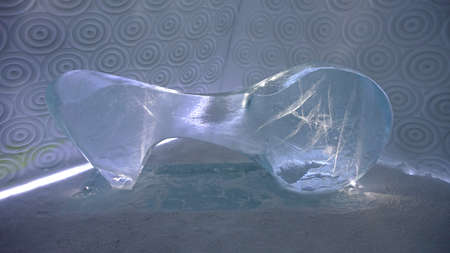 Jukkasjarvi, Sweden, February 27, 2020. one of the sculptures of the ice hotelのeditorial素材