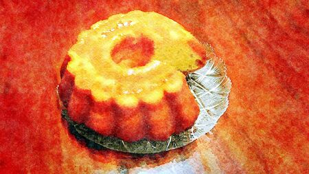 Watercolor representing a traditional Italian Easter cake. As a wish for a happy Easterの写真素材