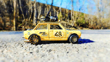 Watercolor representing a historic Italian rally racing carのeditorial素材